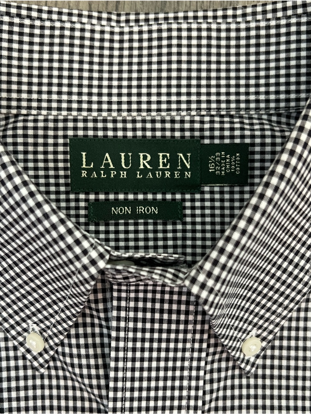 Ralph Lauren B&W 100% cotton Gingham Button-Down - Picture 3 of 7